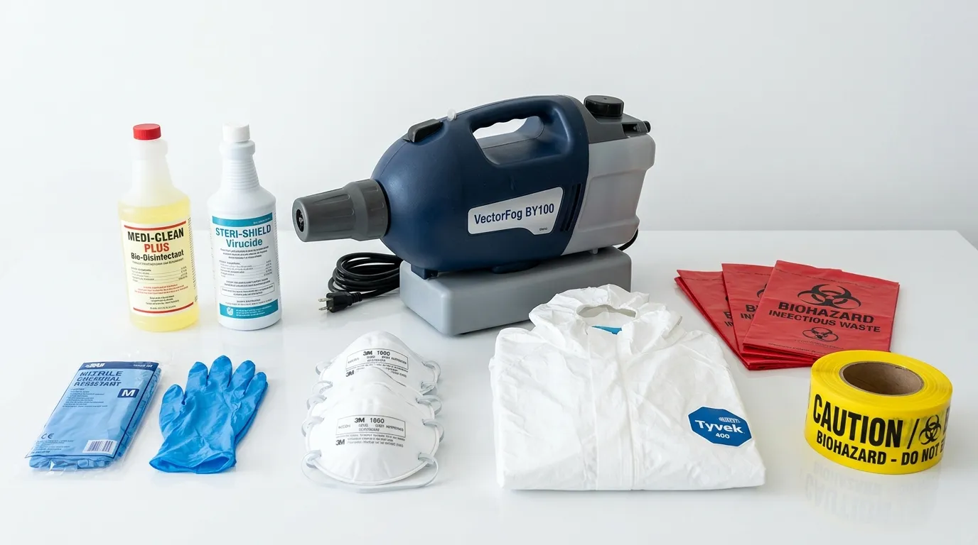 Professional biohazard remediation crew working in New London