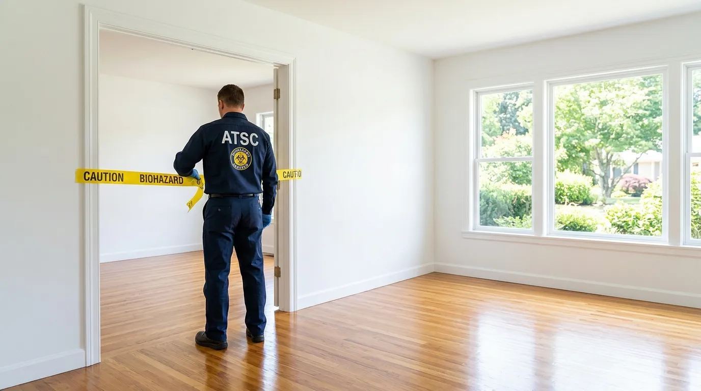 Certified biohazard cleanup crew performing Decomposition Cleanup in New London